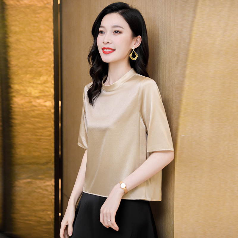 Női Mulberry selyem blúz, kerek nyakú, pull-over