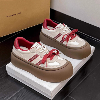 Női mindennapi sportcipők — európai stílus, retro vastag talp, vászon felső rész, gumírozott talp, fűzés, mikroszálas talpbetét