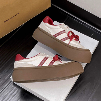 Női mindennapi sportcipők — európai stílus, retro vastag talp, vászon felső rész, gumírozott talp, fűzés, mikroszálas talpbetét