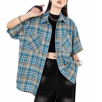 Košulno-kardigan s kratkim rukavima, prugasti uzorak, retro stil, slobodan kroj, rever-rever, jednodobno kopčanje, srednja duljina