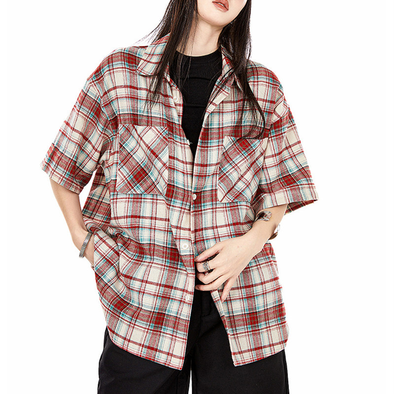 Košulno-kardigan s kratkim rukavima, prugasti uzorak, retro stil, slobodan kroj, rever-rever, jednodobno kopčanje, srednja duljina