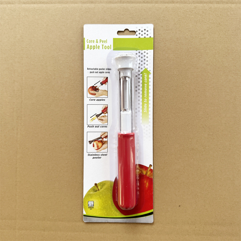Két az egyben alma- és körte magkezelő és hámozó, rozsdamentes acélmaggal, ABS tokkal, multifunkcionális gyümölcs-konyhai eszköz
