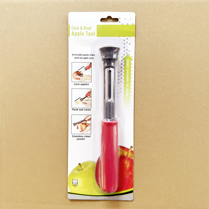 Két az egyben alma- és körte magkezelő és hámozó, rozsdamentes acélmaggal, ABS tokkal, multifunkcionális gyümölcs-konyhai eszköz