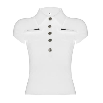 T-Shirt kratkih rukava, Slim-Fit, Turn-Down ovratnik, Patchwork 3D uzorak, ultrakrata duljina