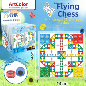 Set portabil magnetic din cristal pentru vârste 4-35: Șah, Flying Chess, Backgammon, Dama, Beast Chess