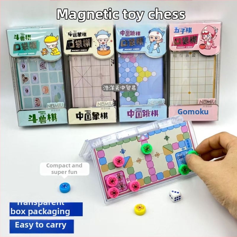 Set portabil magnetic din cristal pentru vârste 4-35: Șah, Flying Chess, Backgammon, Dama, Beast Chess