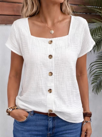 Bluza u stilu kardigana s kvadratnim izrezom, kratkim rukavima, patchwork detaljem, mješavina poliestera i elastana