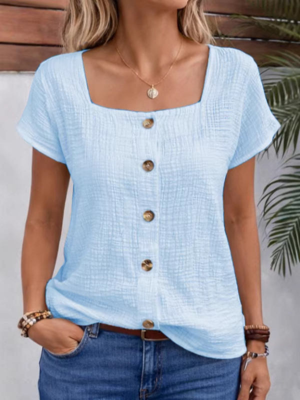 Bluza u stilu kardigana s kvadratnim izrezom, kratkim rukavima, patchwork detaljem, mješavina poliestera i elastana