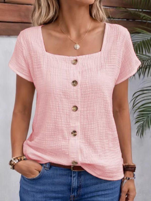 Bluza u stilu kardigana s kvadratnim izrezom, kratkim rukavima, patchwork detaljem, mješavina poliestera i elastana