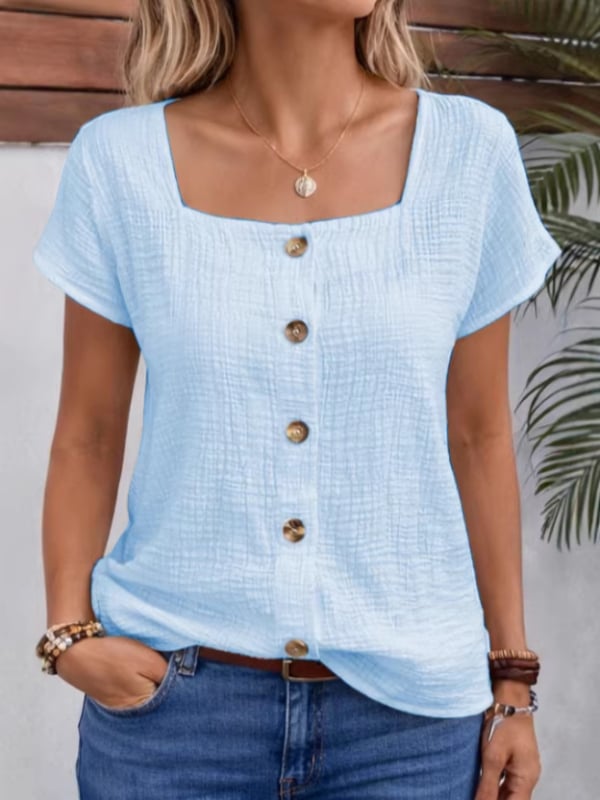Bluza u stilu kardigana s kvadratnim izrezom, kratkim rukavima, patchwork detaljem, mješavina poliestera i elastana