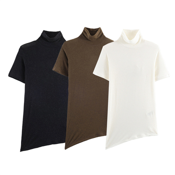 Tricou cu mânecă scurtă, guler rotund, stil casual cu umeri înclinați, 70–80% poliester, spălare prin acid