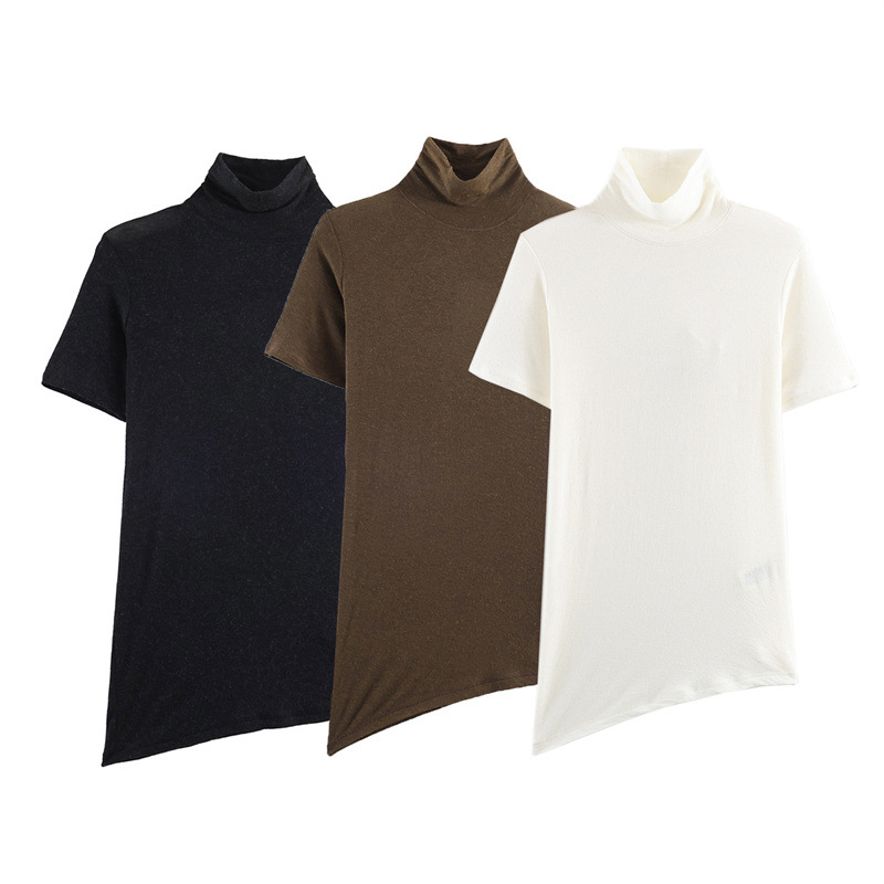 Tricou cu mânecă scurtă, guler rotund, stil casual cu umeri înclinați, 70–80% poliester, spălare prin acid