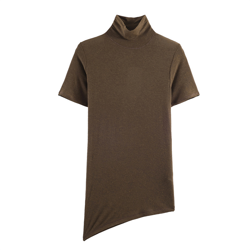 Tricou cu mânecă scurtă, guler rotund, stil casual cu umeri înclinați, 70–80% poliester, spălare prin acid