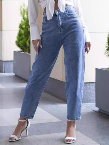 Traperice visokog struka i uskog kroja, denim, normalne debljine, bez glačanja