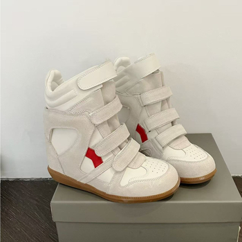 Ženske tenisice s povećanjem visine, PU gornji dio, kožna unutrašnjost, Velcro zatvarač, gumeni potplat