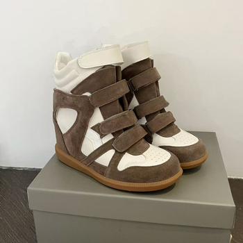 Ženske tenisice s povećanjem visine, PU gornji dio, kožna unutrašnjost, Velcro zatvarač, gumeni potplat