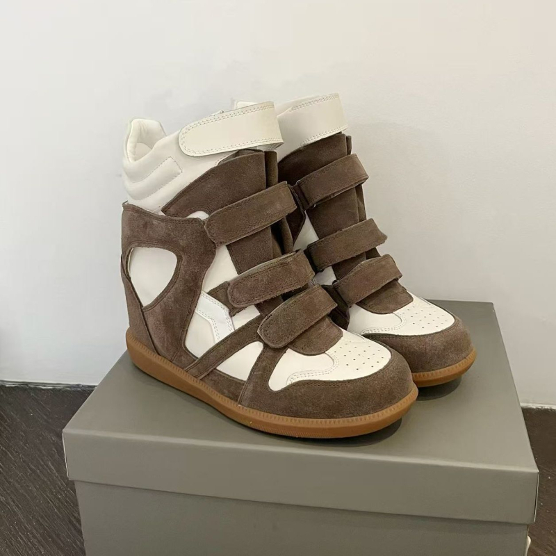 Ženske tenisice s povećanjem visine, PU gornji dio, kožna unutrašnjost, Velcro zatvarač, gumeni potplat