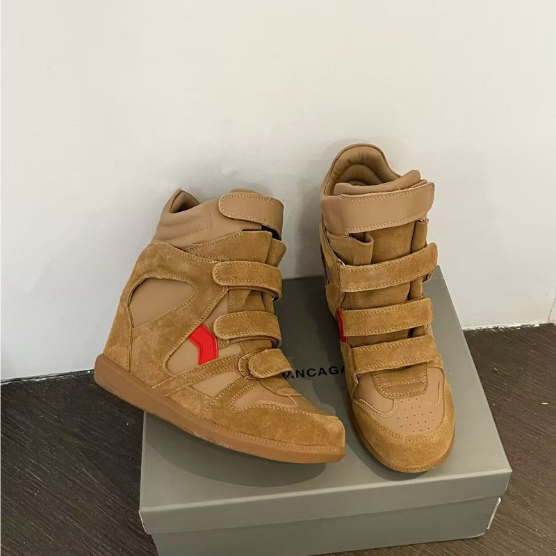 Ženske tenisice s povećanjem visine, PU gornji dio, kožna unutrašnjost, Velcro zatvarač, gumeni potplat