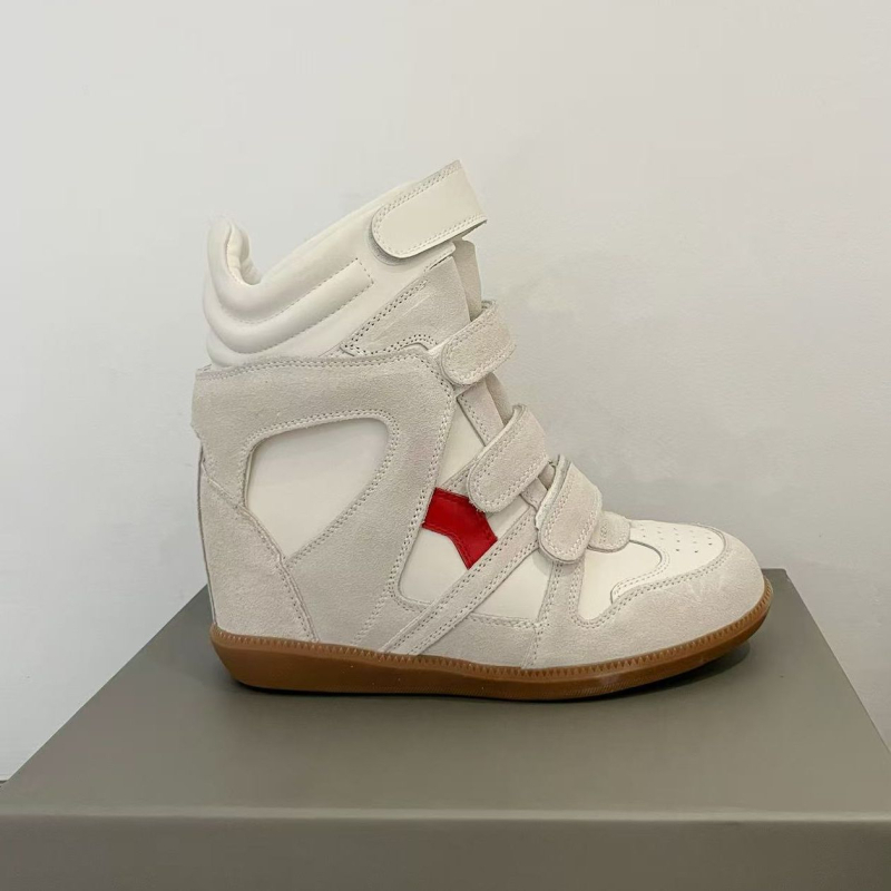 Ženske tenisice s povećanjem visine, PU gornji dio, kožna unutrašnjost, Velcro zatvarač, gumeni potplat