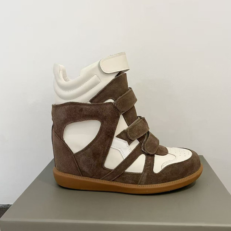 Ženske tenisice s povećanjem visine, PU gornji dio, kožna unutrašnjost, Velcro zatvarač, gumeni potplat