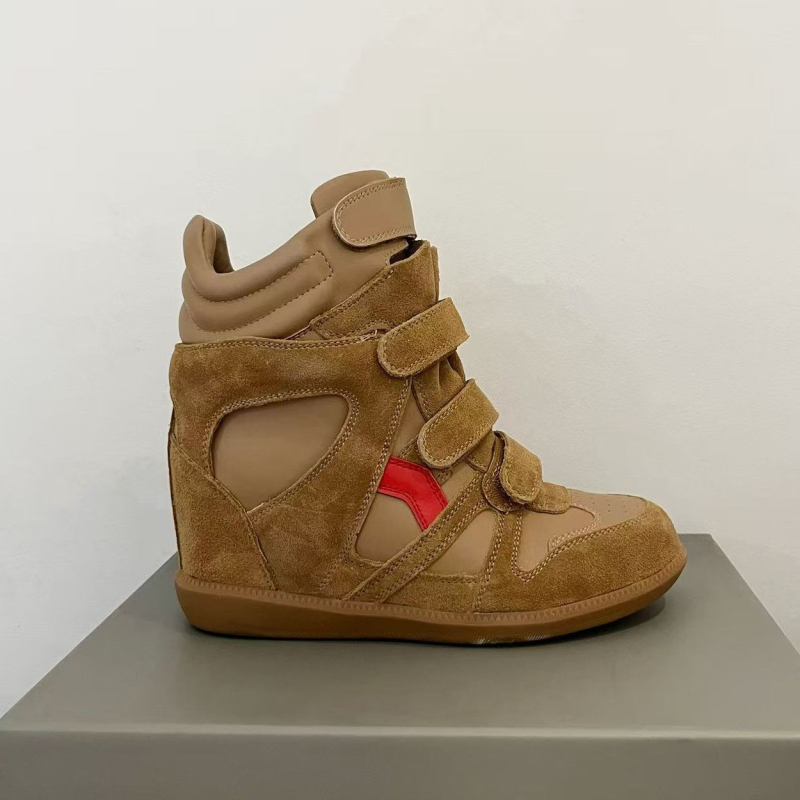 Ženske tenisice s povećanjem visine, PU gornji dio, kožna unutrašnjost, Velcro zatvarač, gumeni potplat