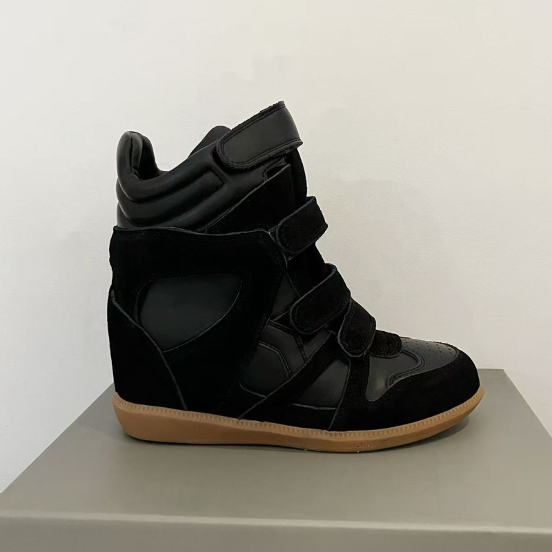 Ženske tenisice s povećanjem visine, PU gornji dio, kožna unutrašnjost, Velcro zatvarač, gumeni potplat