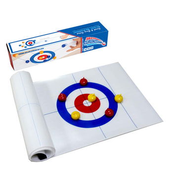 Desktop Mini Curling Igra Za Obiteljske Zabave — Interaktivna unutarnja stolna igra; Materijal: netkani tekstil + plastika; Razvija koordinaciju ruka-oko; Dobna skupina: 4–60 godina