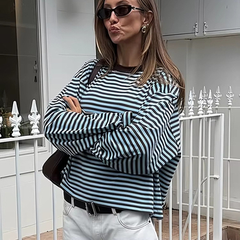 Košulja - ulični trendsetter, okrugli vrat, dugi rukavi, slobodan kroj, otisak