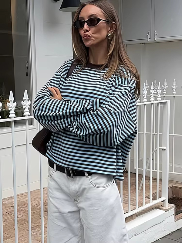 Košulja - ulični trendsetter, okrugli vrat, dugi rukavi, slobodan kroj, otisak