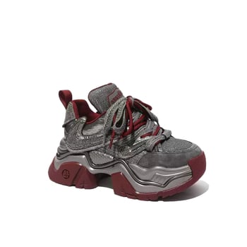 Női vastag talpú edzőcipő, textiles felsőrész, gumitalp, fűzőkkel, latex talpbetét, csúszásgátló, tartós