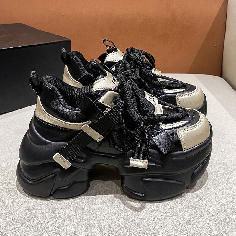 Női európai stílusú dad shoes, textil felső, PU talp, fűzős záródás, mindennapi stílus, téli–tavaszi–ősz szezonokra