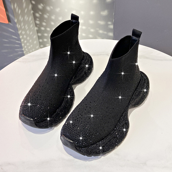Pantofi sport pentru femei cu talpă înaltă, partea superioară din material textil, căptușeală din plasă respirabilă, talpă din cauciuc, închidere cu șireturi