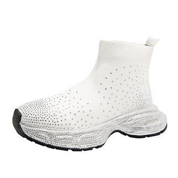 Pantofi sport pentru femei cu talpă înaltă, partea superioară din material textil, căptușeală din plasă respirabilă, talpă din cauciuc, închidere cu șireturi