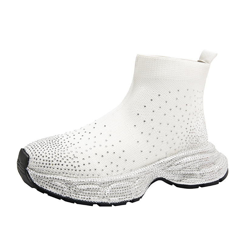 Pantofi sport pentru femei cu talpă înaltă, partea superioară din material textil, căptușeală din plasă respirabilă, talpă din cauciuc, închidere cu șireturi