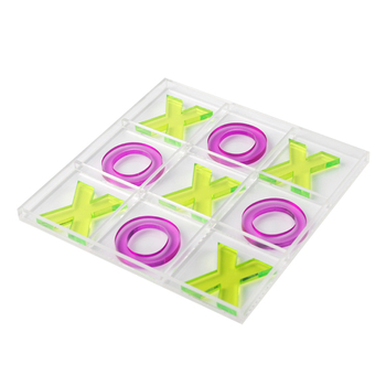 Akril XO šah ploča s prozirnim pločom i XO figuricama – Tic-Tac-Toe i spojni puzzle; za uzrast 7–14 godina; razvija inteligenciju i koordinaciju ruku i oka; pakiranje: opp vrećica, vakuumski oblikovana kutija