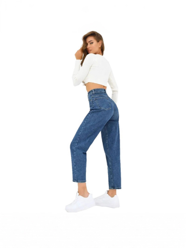 Ženske traperice, visoki pojas, ravni kroj, denim, 80–90% poliester, ljeto 2026