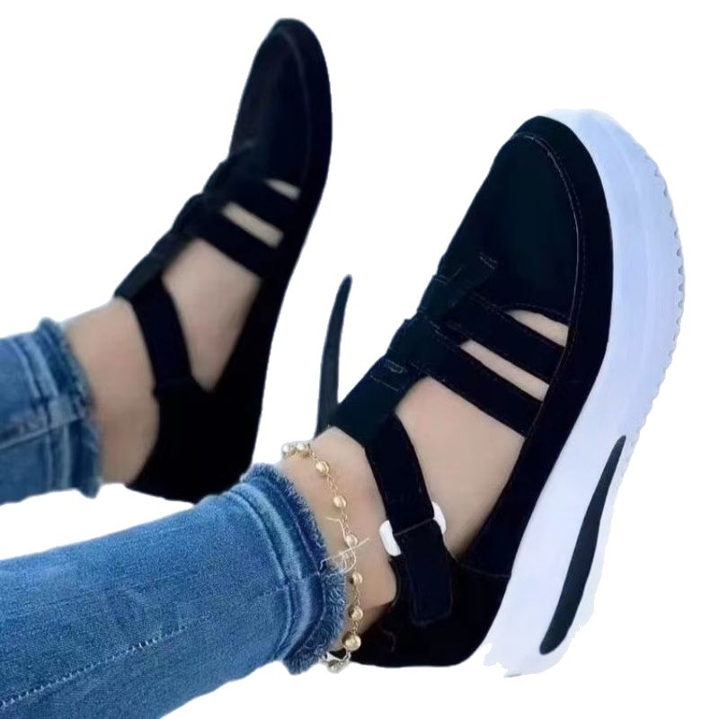 Sportske casual tenisice s Velcro zatvaranjem, klinasti pet 3–5 cm, gornji dio od tkanine, okrugla špička