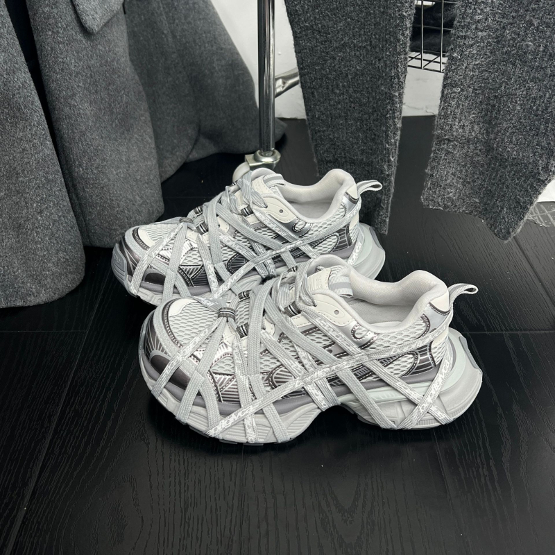 Casual tenisice s korejskim stilom, okrugli nos, gornji dio od kože drugog sloja, srednje visoka peta 3–5 cm, debeli potplat