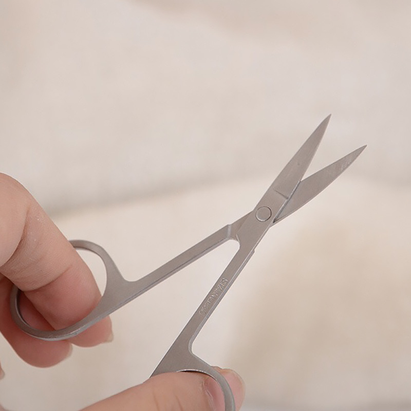 Škare za obrve s zakrivljenim oštricama, čelične šminkarske škare za oblikovanje obrva, naljepnice za dvostruke kapke, rezanje dlačica s nosa