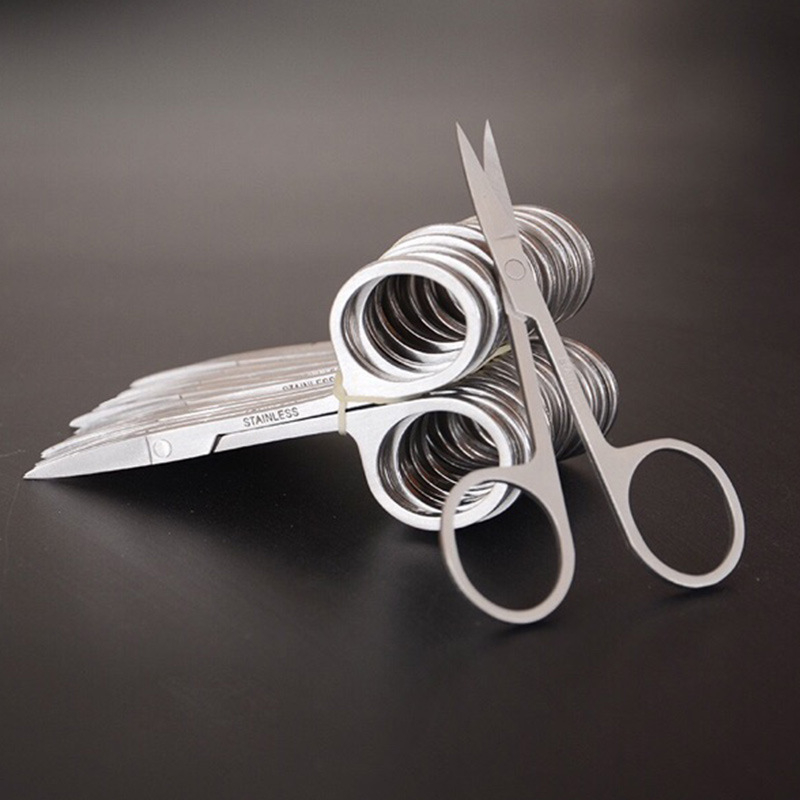 Škare za obrve s zakrivljenim oštricama, čelične šminkarske škare za oblikovanje obrva, naljepnice za dvostruke kapke, rezanje dlačica s nosa