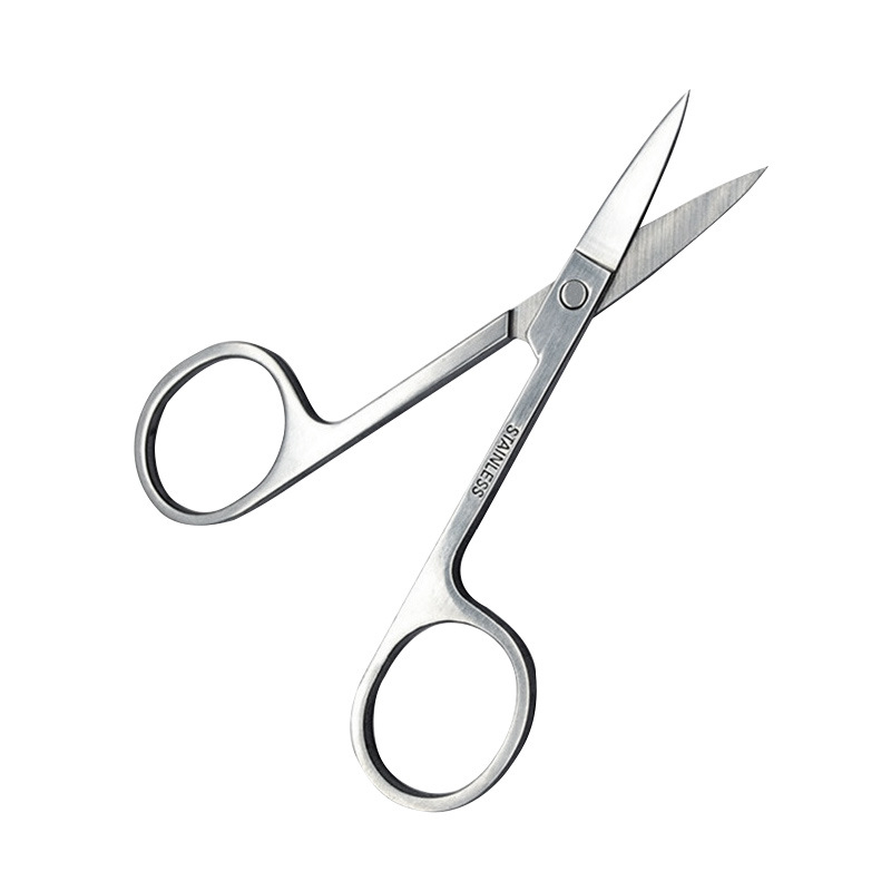 Škare za obrve s zakrivljenim oštricama, čelične šminkarske škare za oblikovanje obrva, naljepnice za dvostruke kapke, rezanje dlačica s nosa