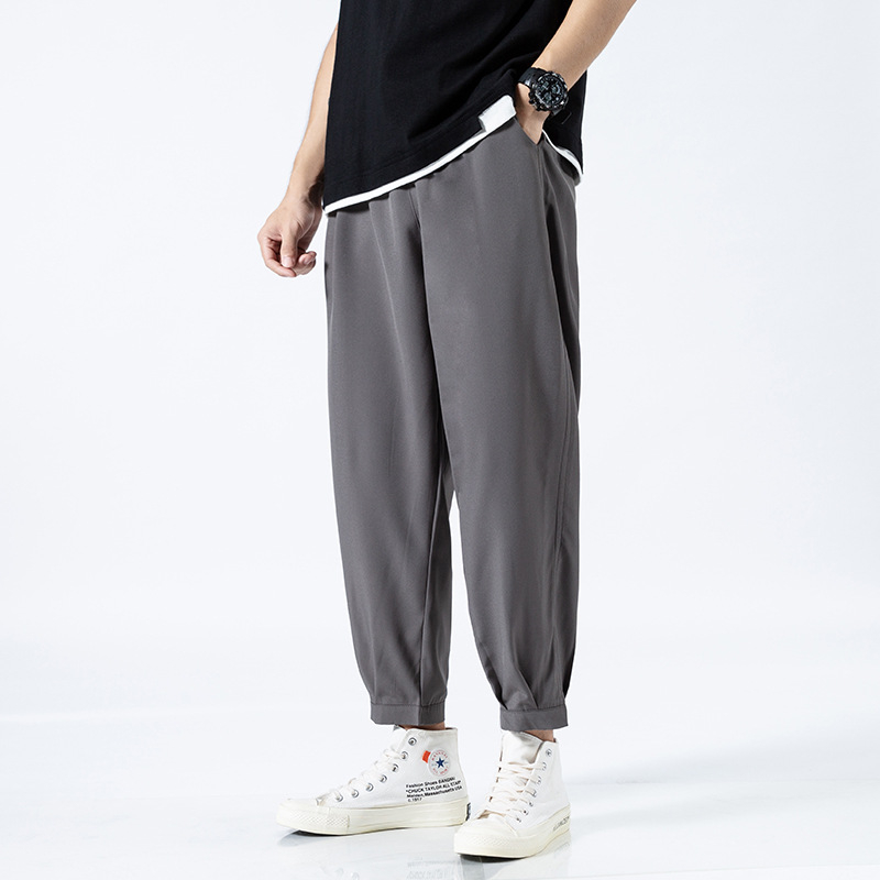 Pantaloni casual sport pentru bărbați, croială lejeră, lungime 3/4, stil japonez, din poliester respirabil