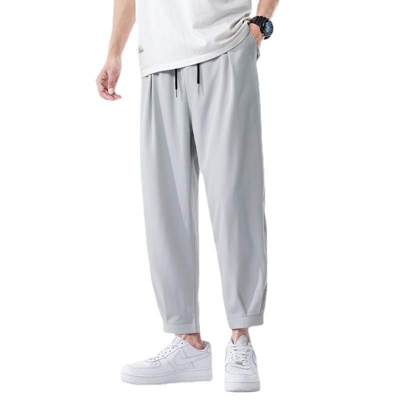 Pantaloni casual sport pentru bărbați, croială lejeră, lungime 3/4, stil japonez, din poliester respirabil