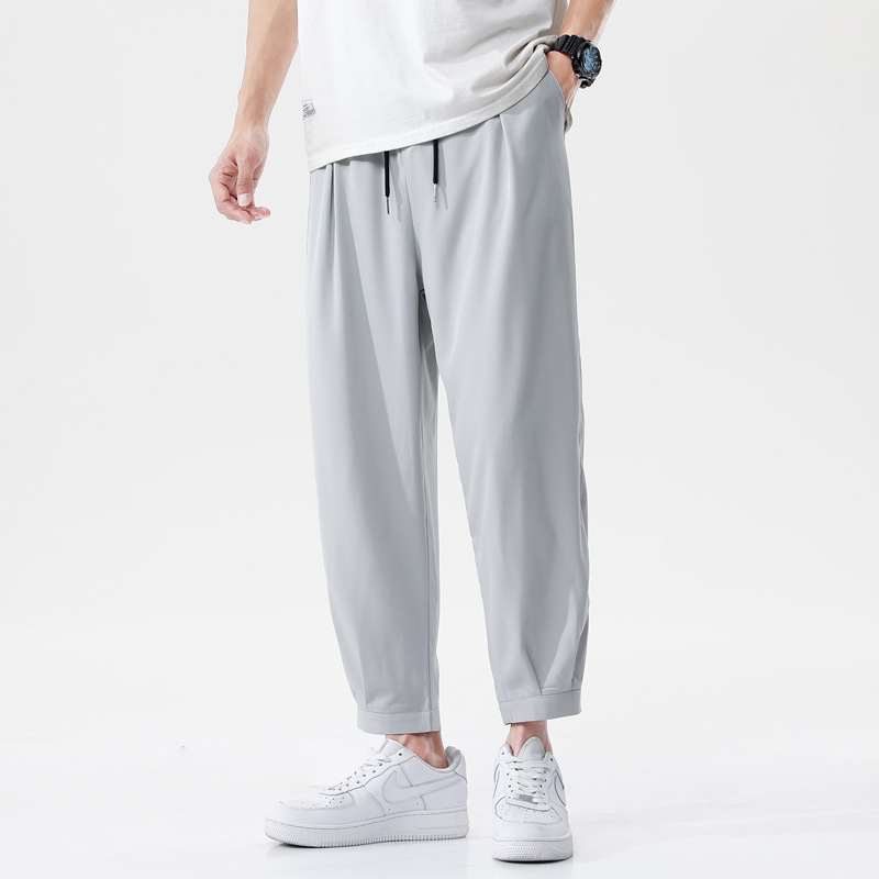 Pantaloni casual sport pentru bărbați, croială lejeră, lungime 3/4, stil japonez, din poliester respirabil