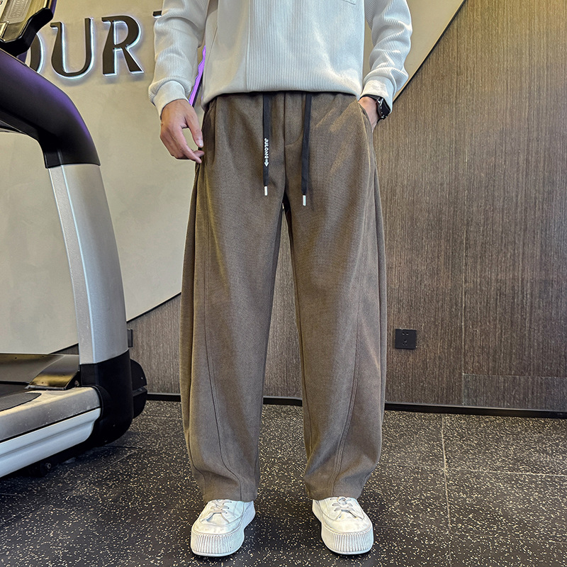 Pantaloni casual cu croi drept, talie înaltă, fibră de poliester, căptușeală velur, iarnă