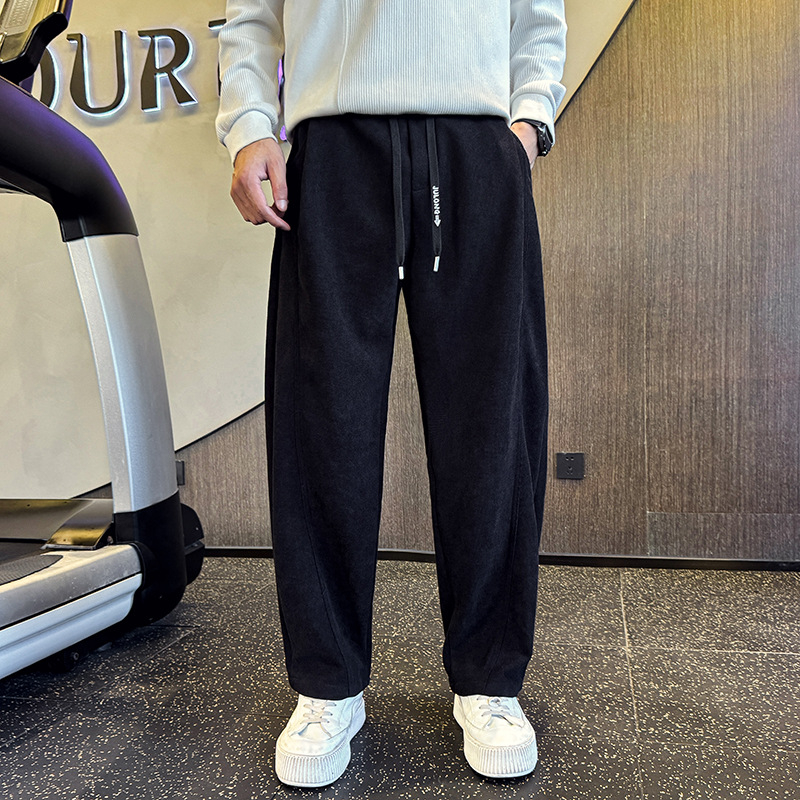 Pantaloni casual cu croi drept, talie înaltă, fibră de poliester, căptușeală velur, iarnă