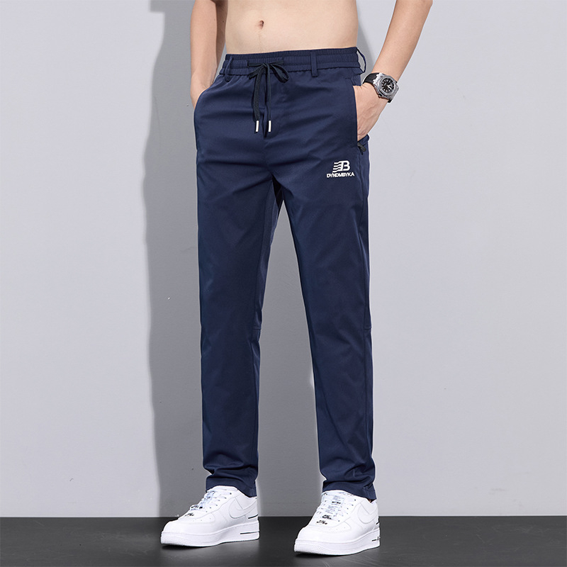 Pantaloni casual bărbați, drepti, subțiri, micro-elastici, poliester, uscare rapidă, vară