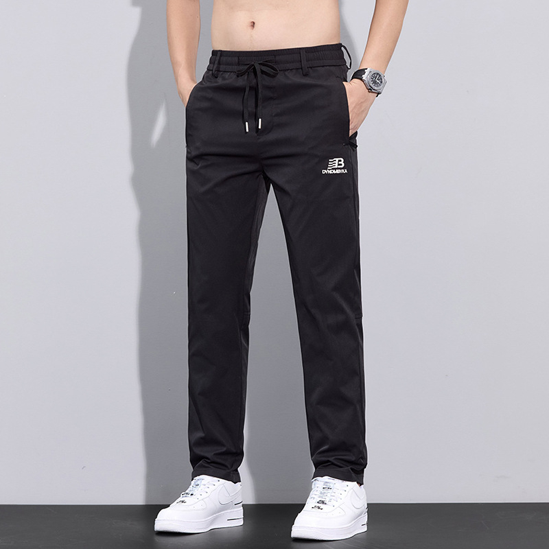 Pantaloni casual bărbați, drepti, subțiri, micro-elastici, poliester, uscare rapidă, vară