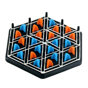 Joc de masă triunghiular pentru interacțiune părinte-copil — stimulează gândirea logică și coordonarea mână-ochi; material: plastic; pentru vârsta 7–14 ani.