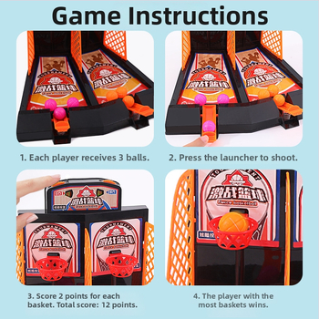 Joc de baschet pe masă pentru doi – interactiv pentru familie, jucărie din plastic, antrenament mental prin acțiuni manuale, pentru copii 7–14 ani